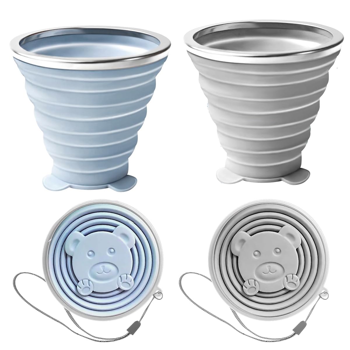 HASTHIP Silicone Water Cups with Lid Collapsible Cups 180ML Travel Baby Cups Food Grade BPA-free Silicone Food Containers Baby Snack Cups Multipurpose Cups Food Containers for Water, Snack, Fruits HASTHIP Silicone Water Cups with Lid Collapsible Cups 180ML Travel Baby Cups Food Grade BPA-free Silicone Food Containers Baby Snack Cups Multipurpose Cups Food Containers for Water, Snack, Fruits